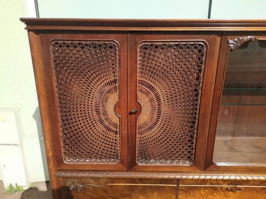 Louis XV Sideboard - Canework - Display Case - 4 Drawers - Wood