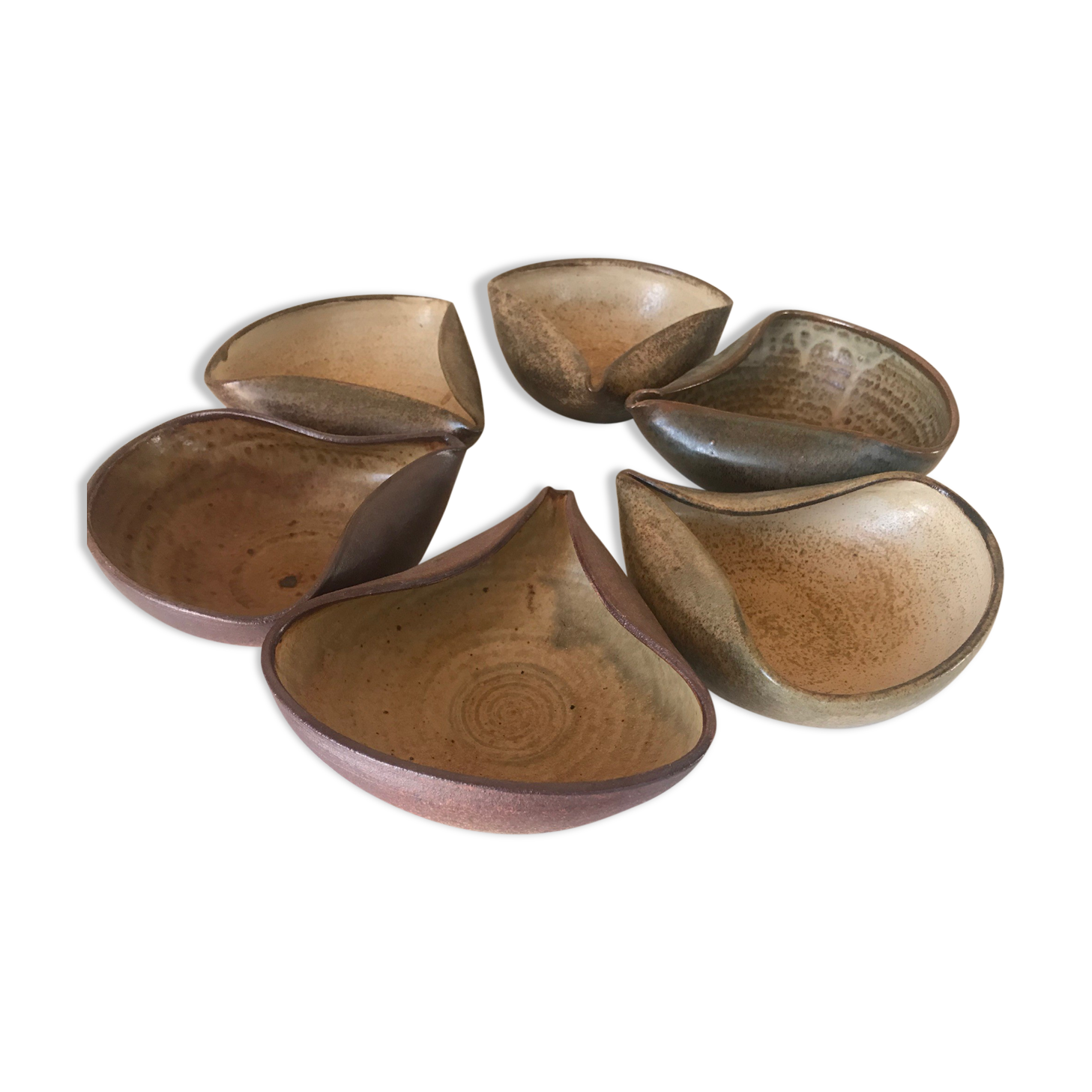 Lot of 6 cups ceramic sandstone by Jacques Lacheny