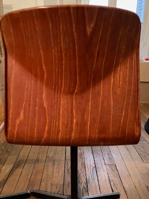 Pair of vintage wood and metal chairs for school desk