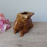 Antique brown ceramic elephant ashtray