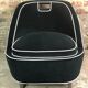 Retro vintage 80's armchair in black velvet with white trim