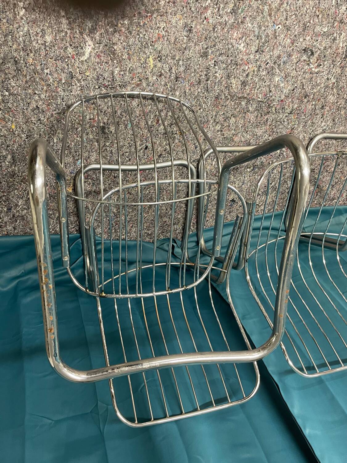 Set of 4 Gastone Rinaldi style chairs in chrome metal