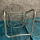 Set of 4 Gastone Rinaldi style chairs in chrome metal