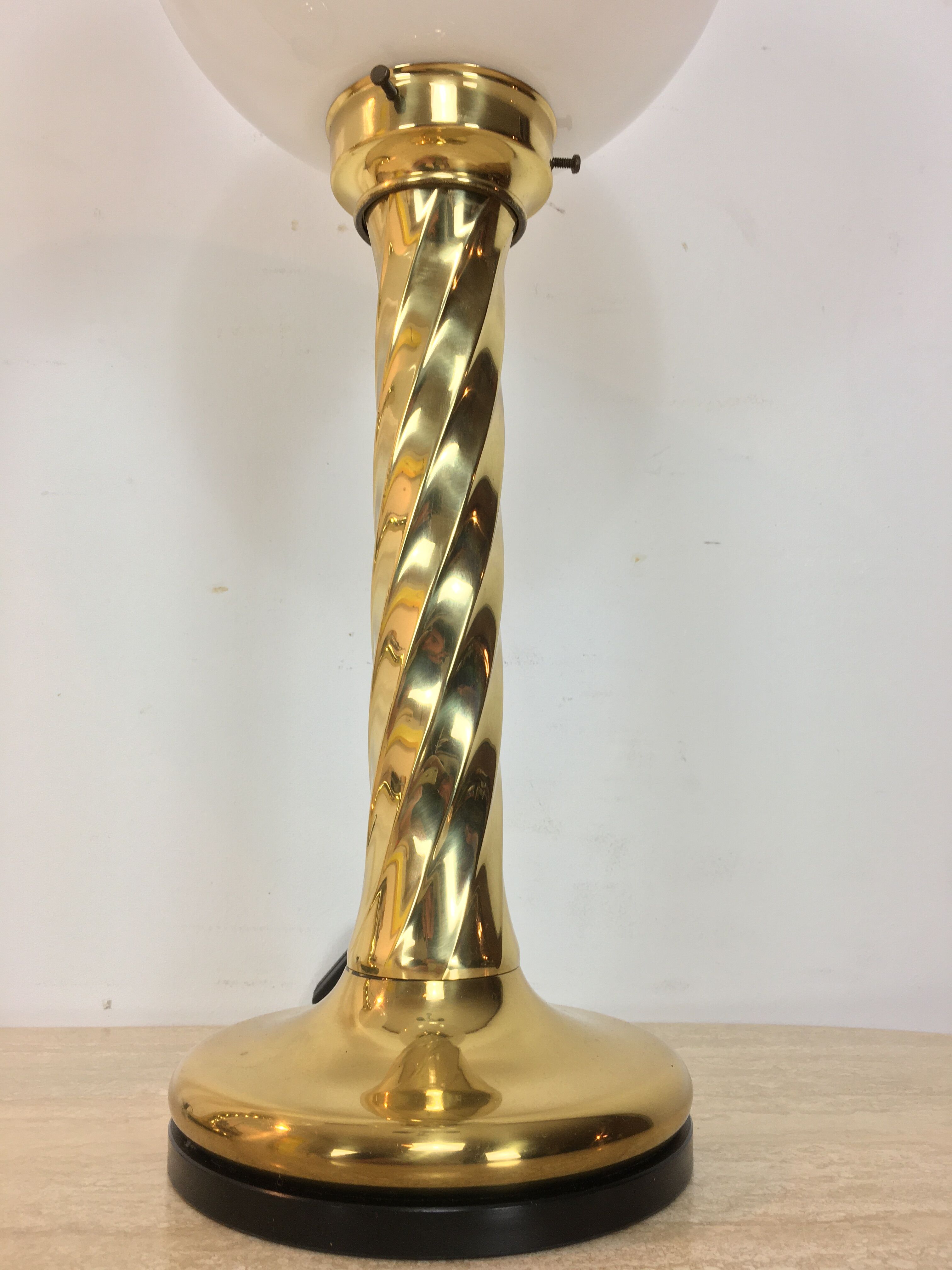 Pair of gilded column lamps Hollywood Regency style