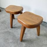 Pair of Henri Bataille oak stools