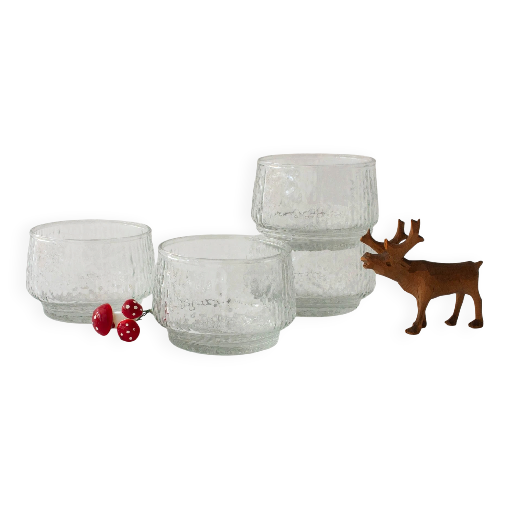Scandinavian Style Textured Glass Dessert Bowls, 1960's