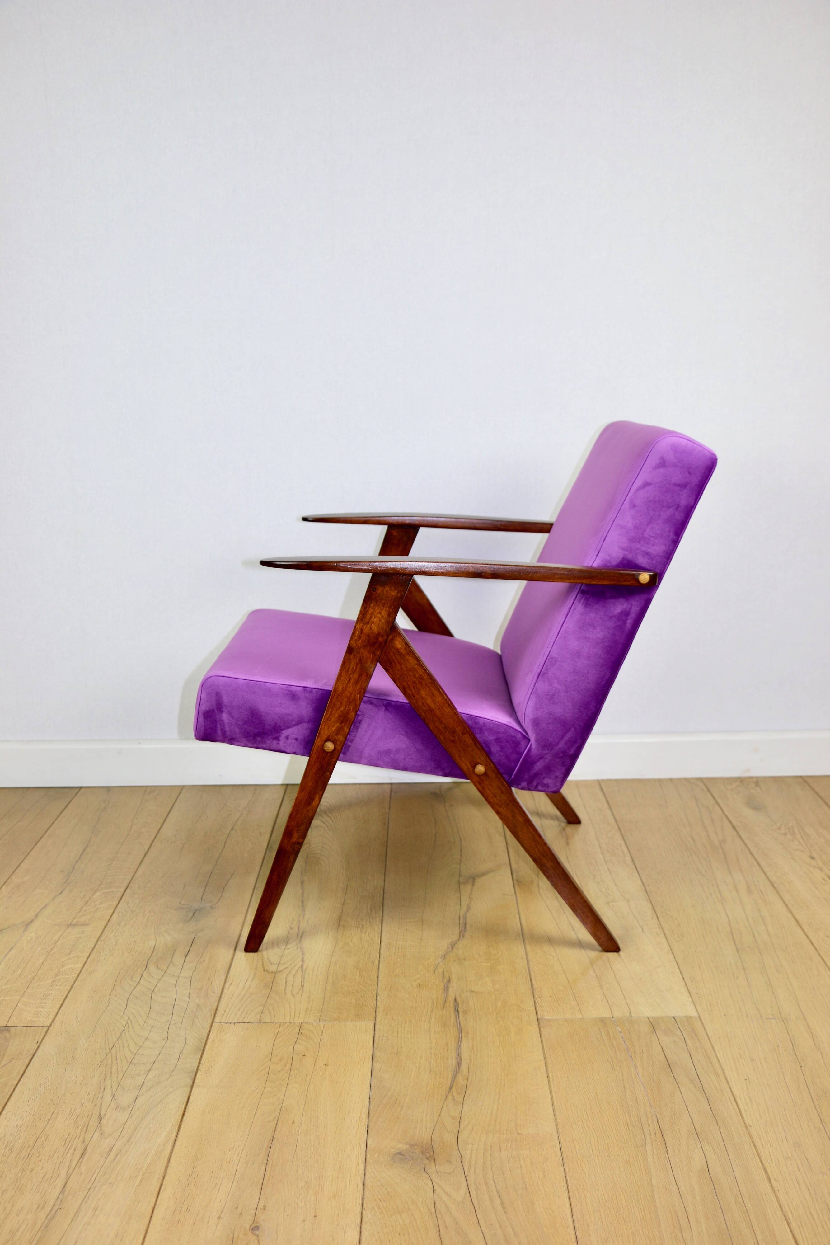 Vintage armchair like VAR purple velvet - 2 pieces available