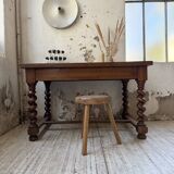 Paneled walnut desk with turned legs, 1900