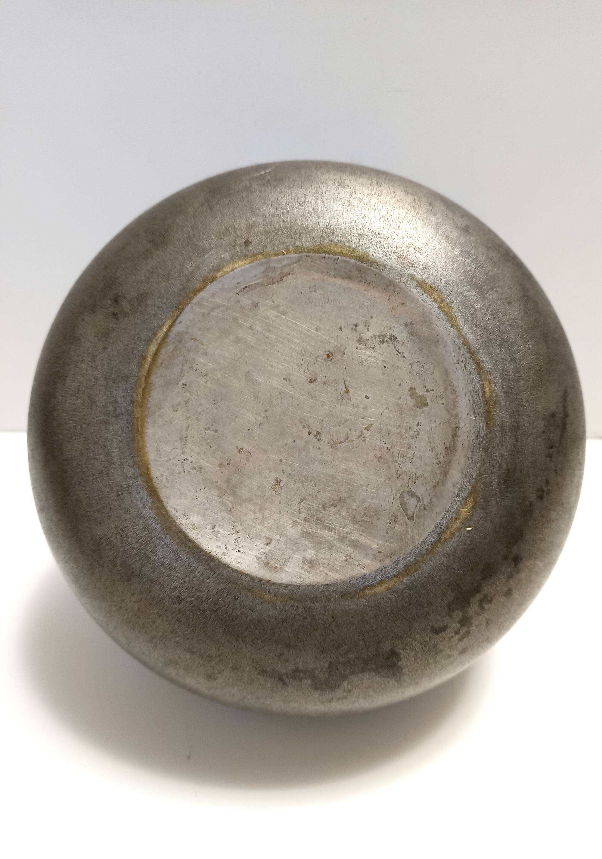 High-Quality Art Deco Burnished Silvered Brass Vase, Italy