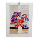 Watercolor by Michel Roubille, bouquet of flowers 1988.