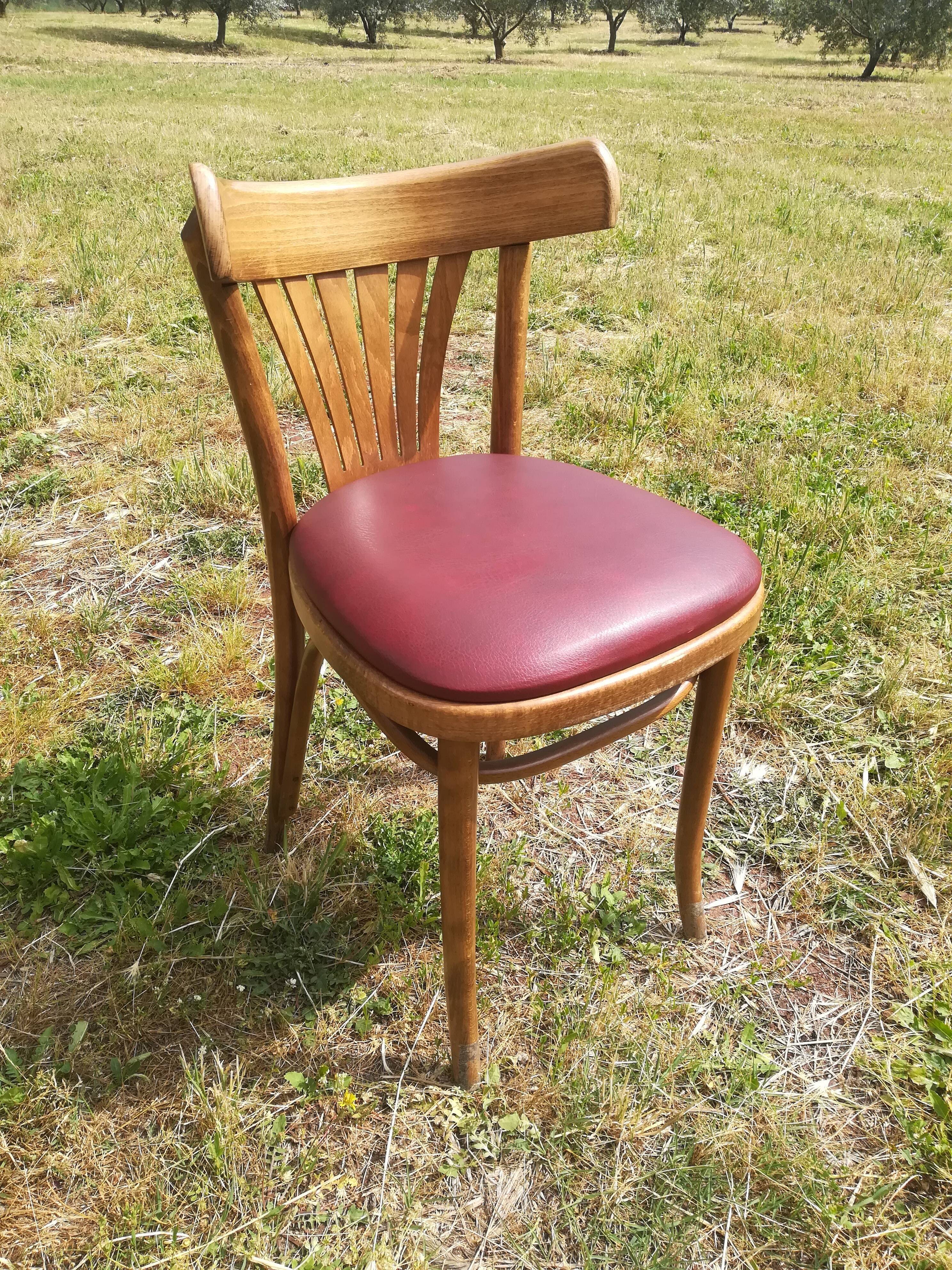 Set of 41 bistro chairs seated red skaï
