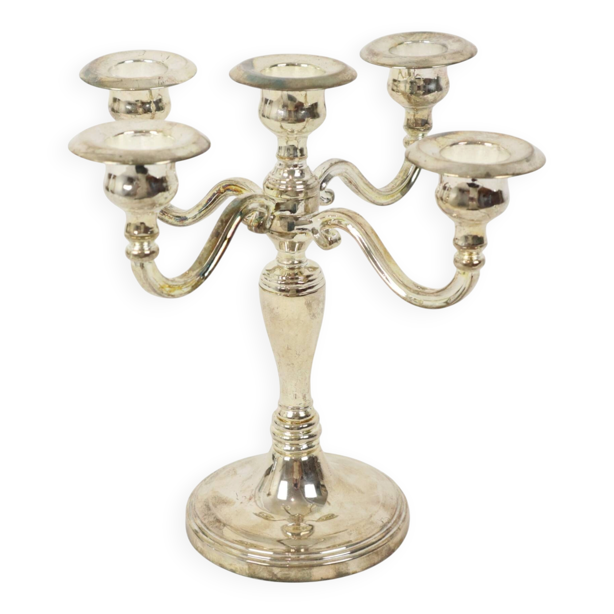 Vintage Candlestick Silver-Plated Metal Adjustable 20cm
