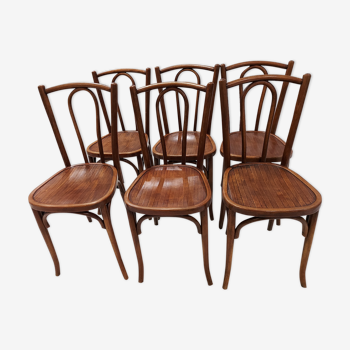 Suite de 6 chaises de bistrot vintage années 1930