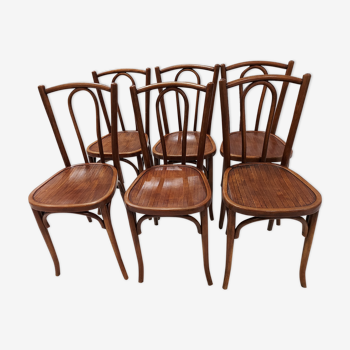 Suite of 6 vintage bistrot chairs 1930s