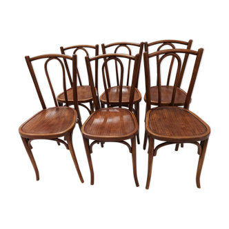 Suite of 6 vintage bistrot chairs 1930s