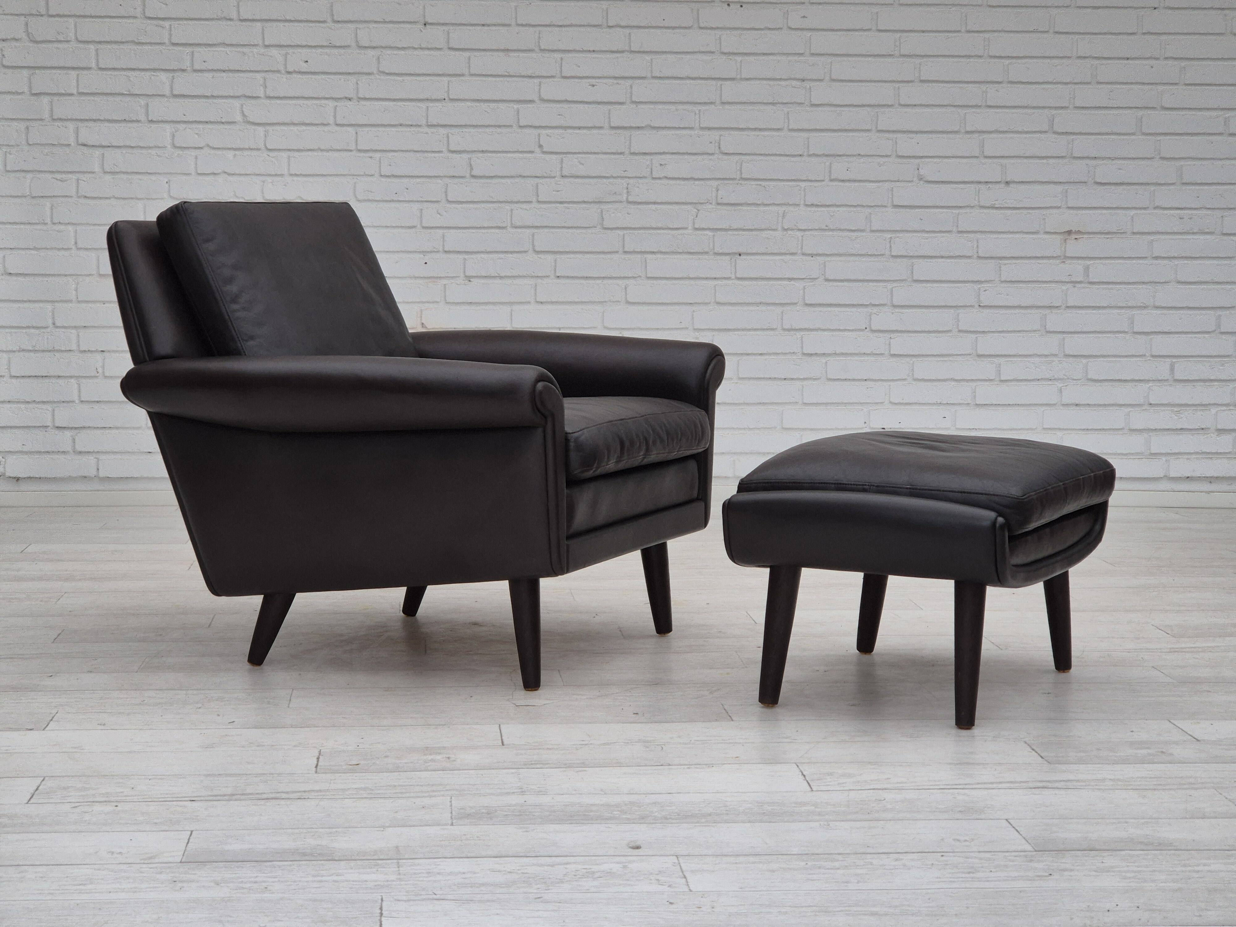 1960s, Danish design by Aage Christiansen, model "Diplomat", lounge chair with footstool.