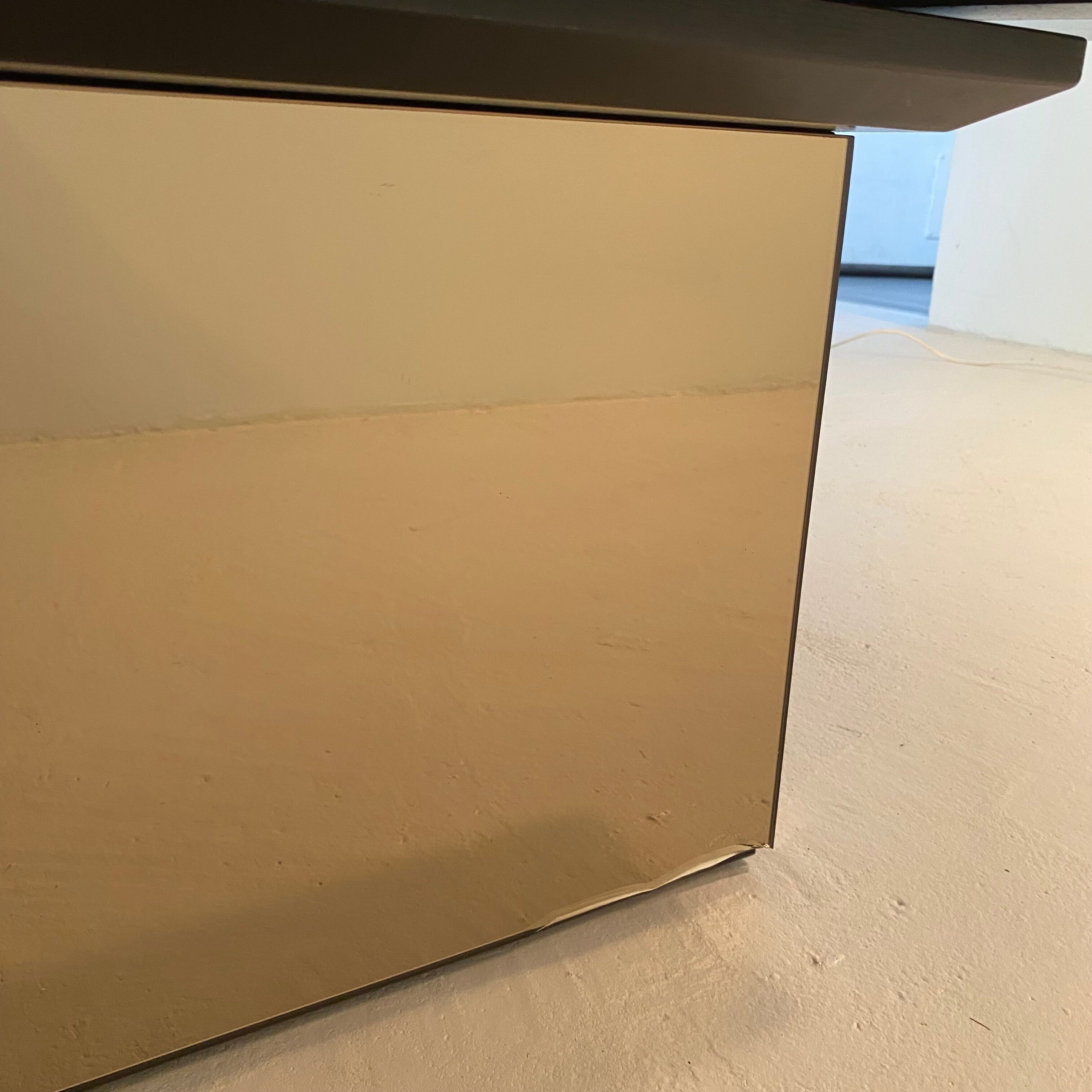 Coffee bar table in elm magnifying glass by Paul Michel, 1970