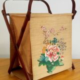 Travailleuse pliante paille de riz & bambou 1960