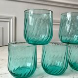 Set of 5 water green water glasses 50s