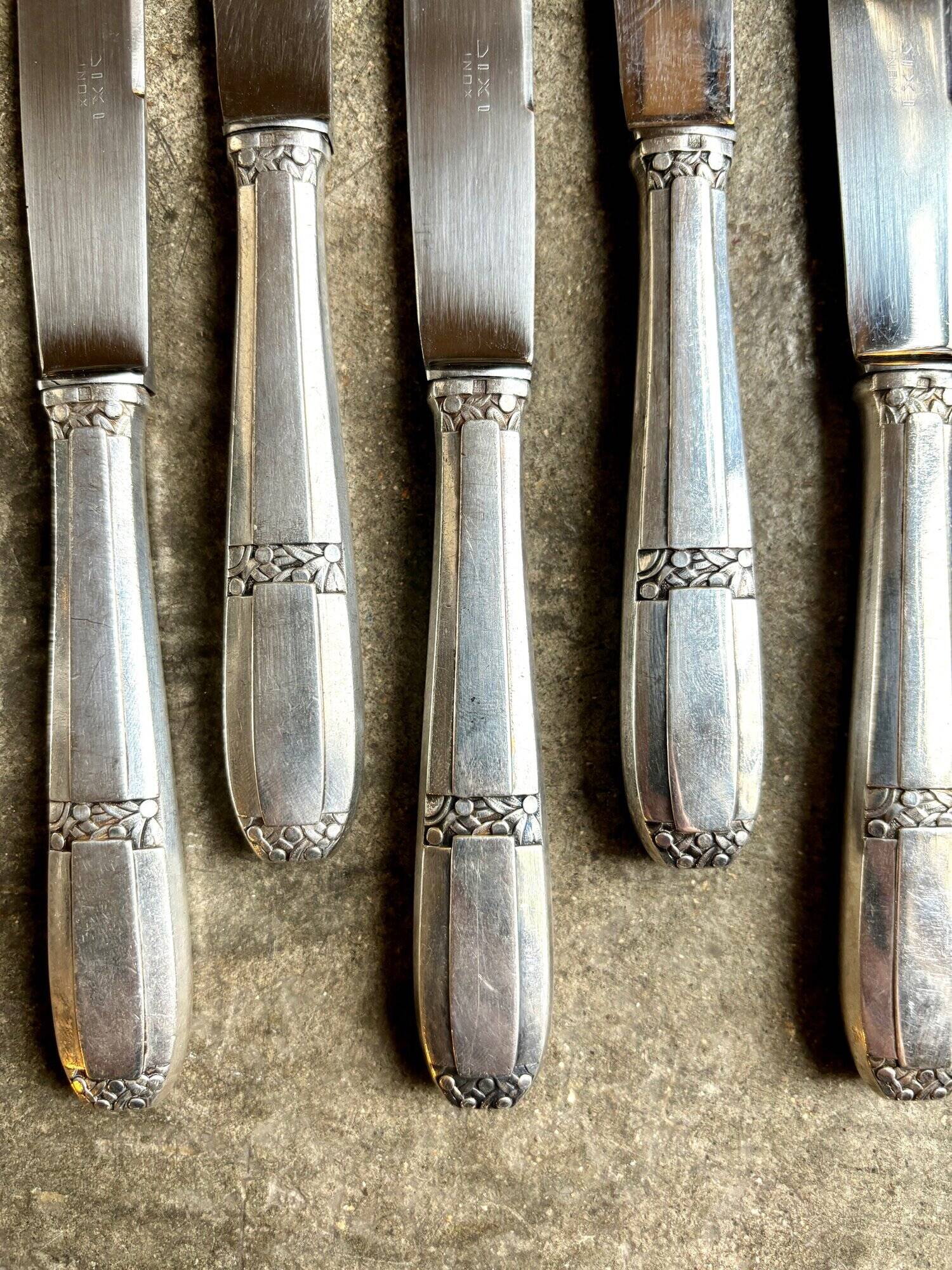 6 Art Deco knives in silver metal