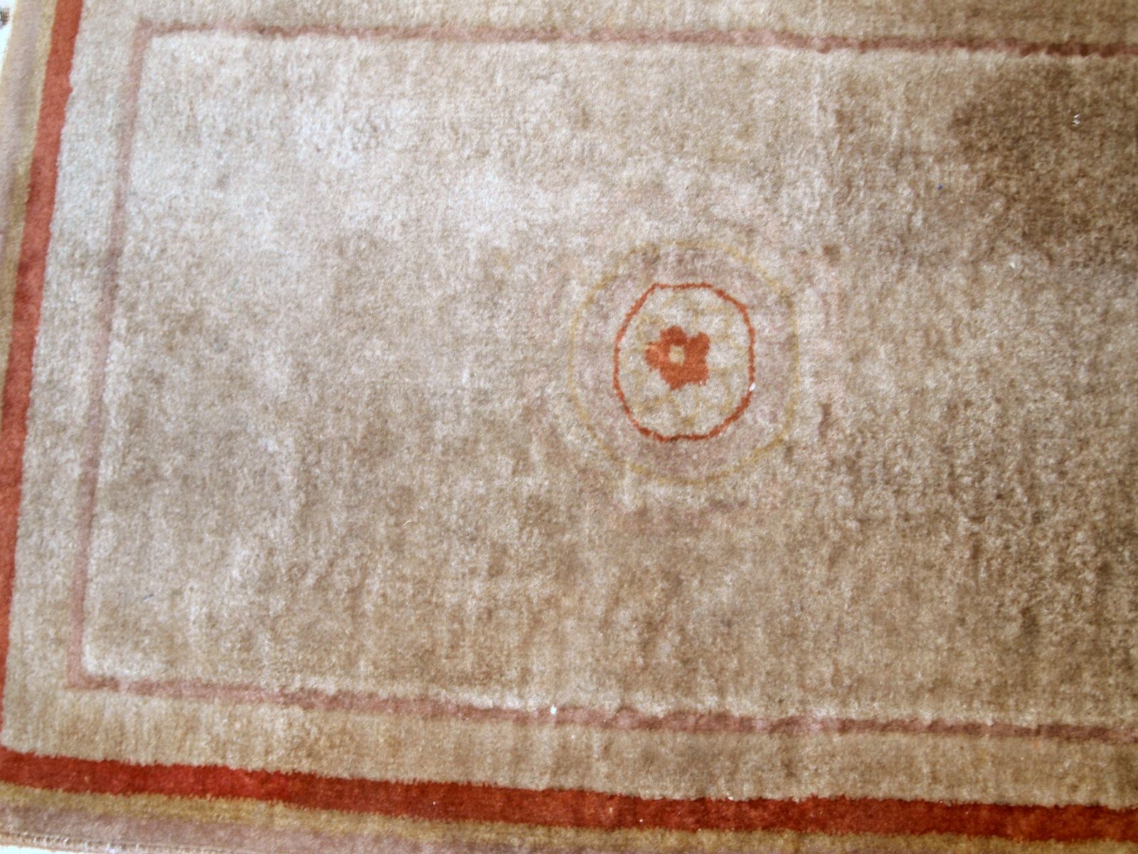 Chinese vintage carpet Art Deco handmade 64cm x 97cm 1970s