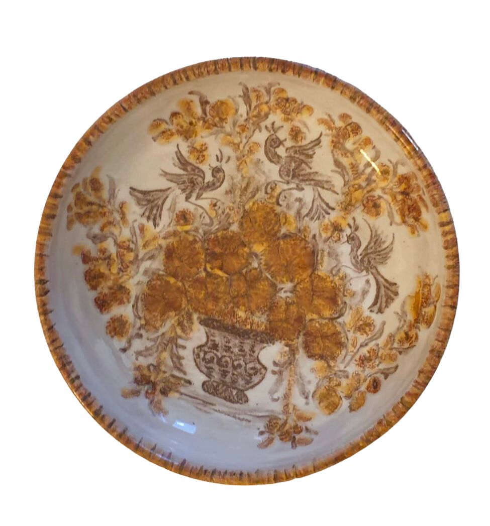 Round ceramic dish signed Cazaux