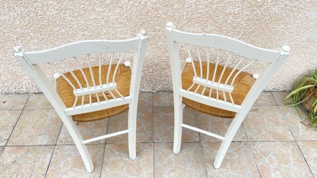 Vintage white straw chairs