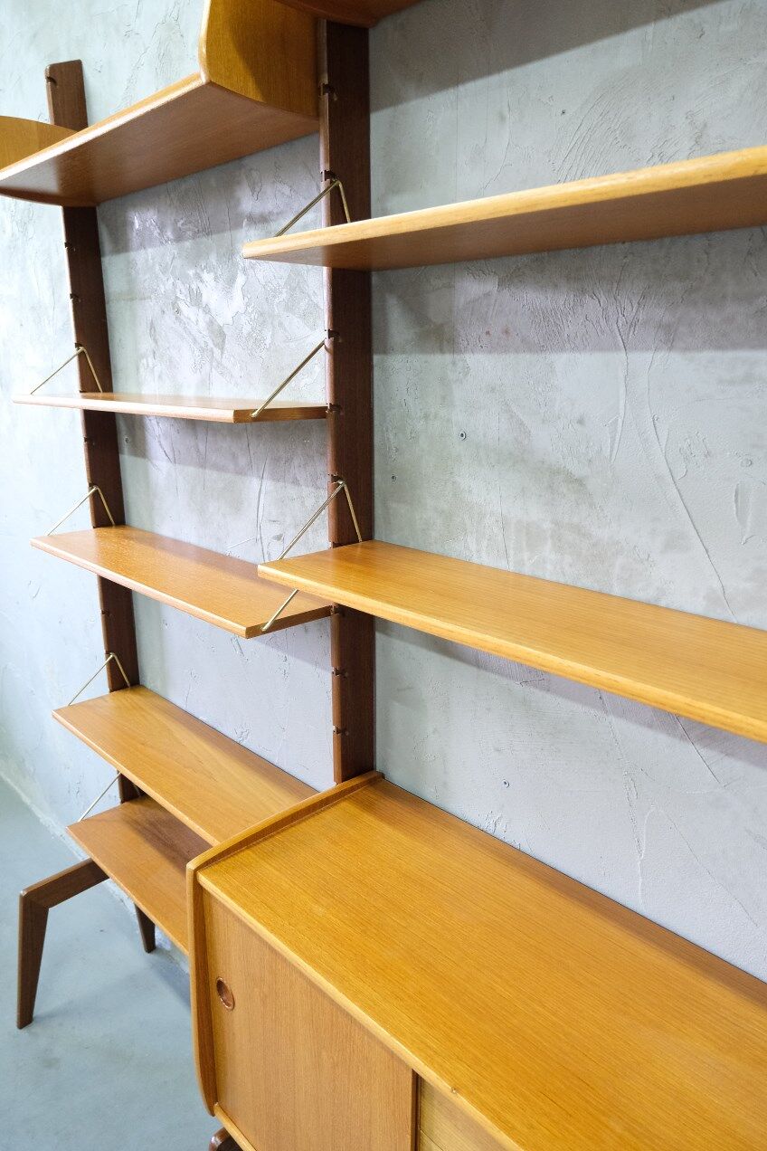 Mid-Century Modular Free-Standing Teak Wall Unit  by John Texmon for Blindheim Mobelfabrik, Norway,
