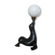 Lamp " black sea lion " white opaline ball 70s
