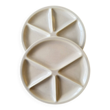 5 vintage beige fondue plates Le Creuset