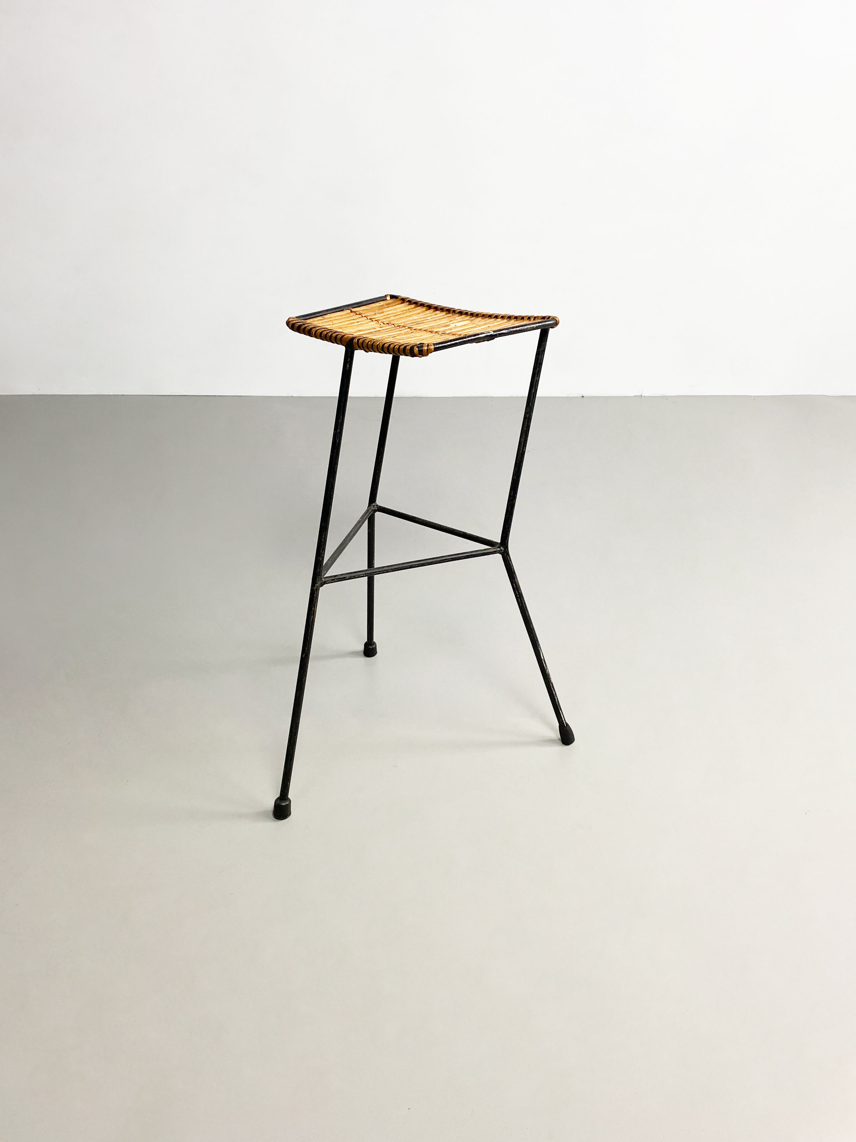 Rattan and Iron Bar Stool by Dennis Lennon, England, c.1950