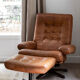 Armchair and footrest in leather