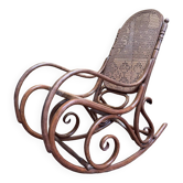 Rocking-chair Thonet en bois courbé et cannage