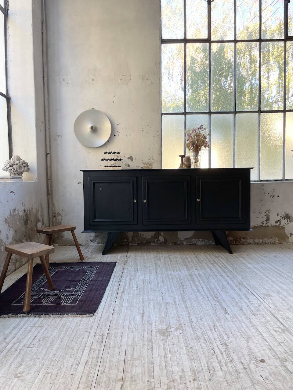 60s brutalist black sideboard