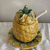 Jam pot, pineapple sugar bowl in slip