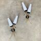 Pair of 1950s wall lights, opaline and brass tulips, Lunel Arlus