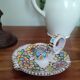 V.Pinto ceramic candle holder, Vietri. floral decor