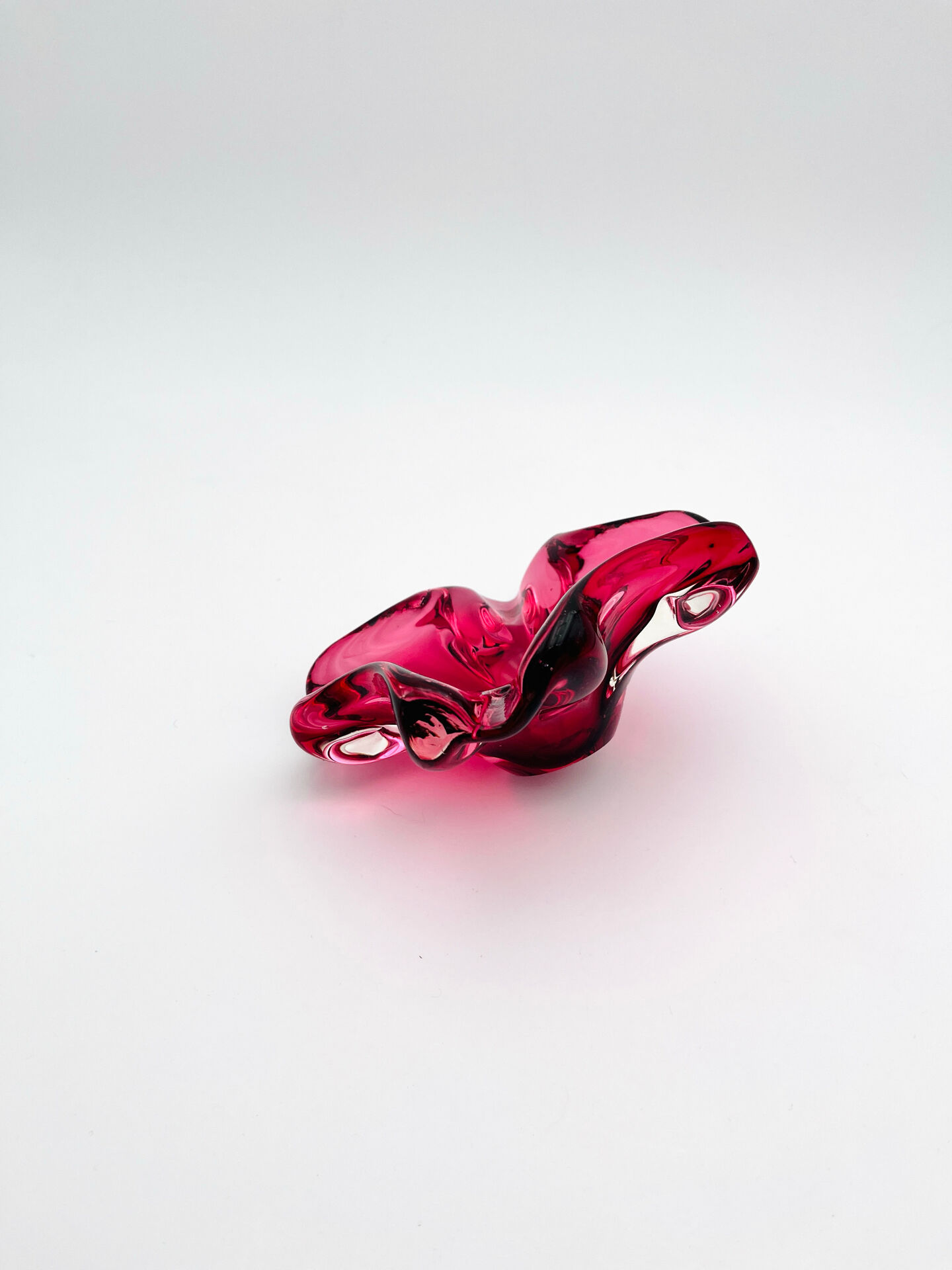 Murano Coupe Flavio Poli Sommerso Rubies & Original Pilon 17cm 1960