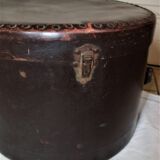 Studded old leather hat box