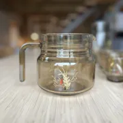 Large vintage orangeade service with smoky glass, country decor from the 70s - 14 pieces.