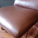 Designer leather and chrome chair 1970