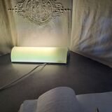 Rectangular wall light 1990 in frosted glass and silver metal
