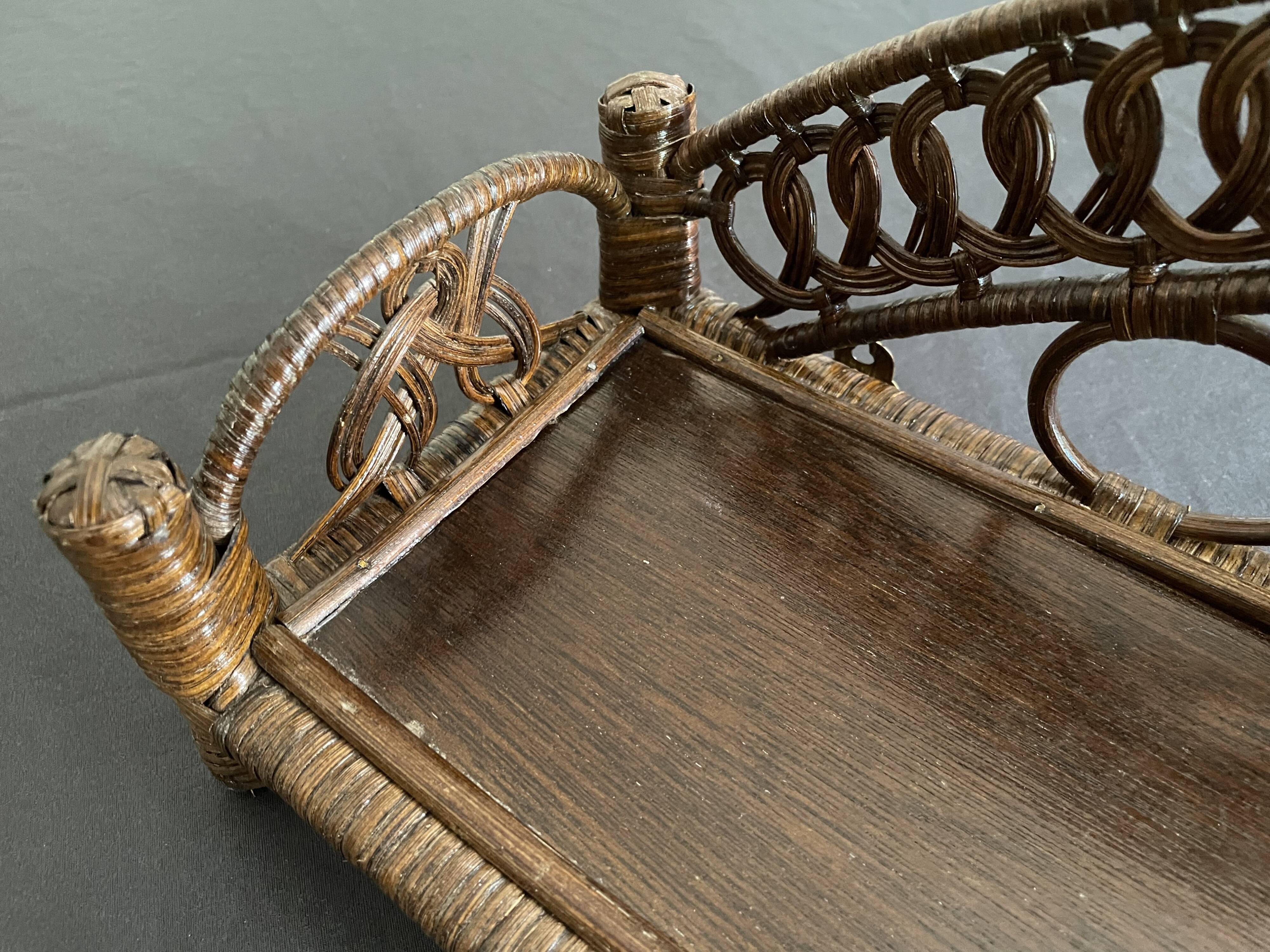 Brown rattan wall shelf