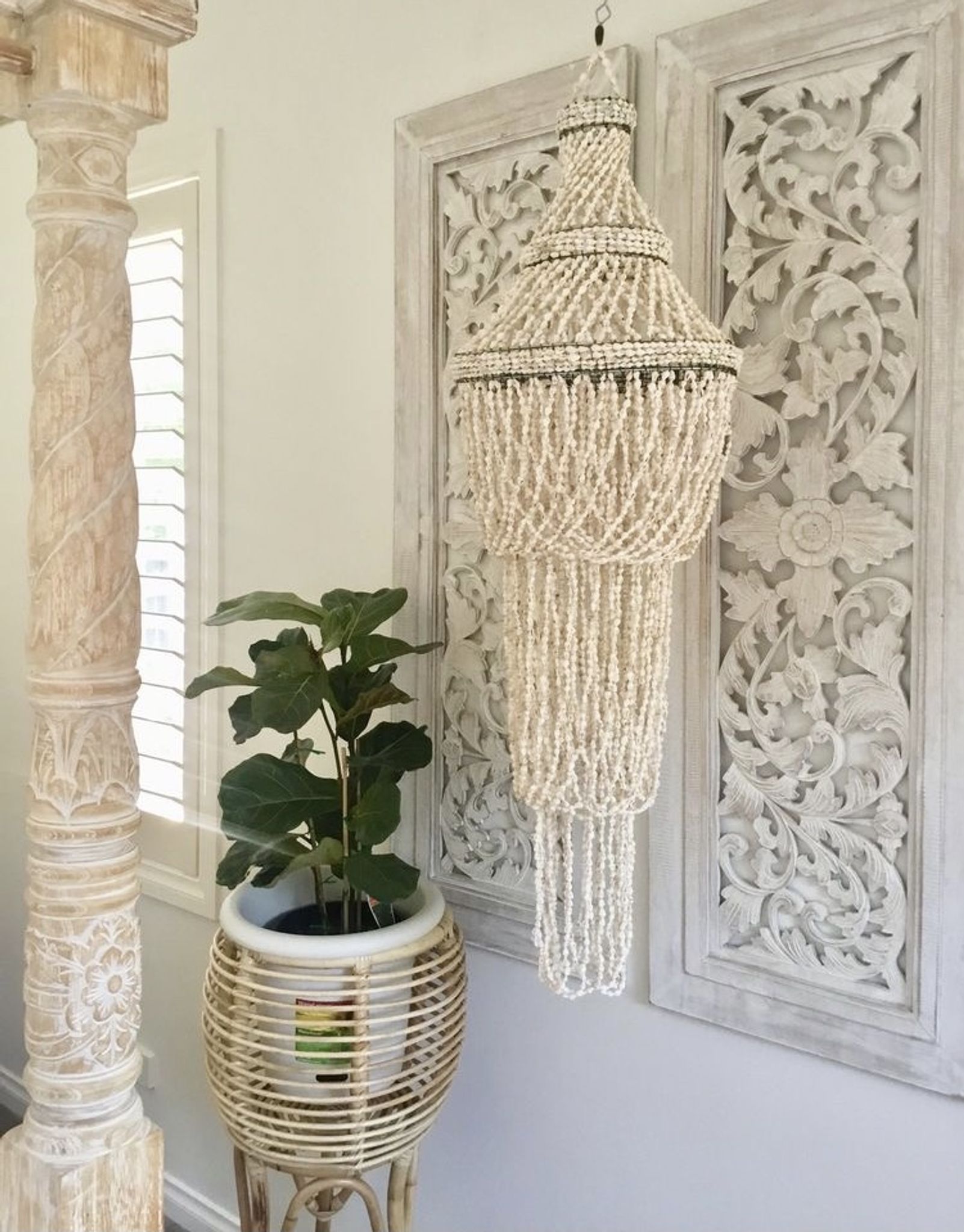 Lustre suspension shells vintage bohemian chandelier