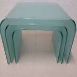 Vintage Nesting Tables made of frosted glass