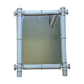 Miroir bambou peint en blanc décoration campagne bohème vintage années 50