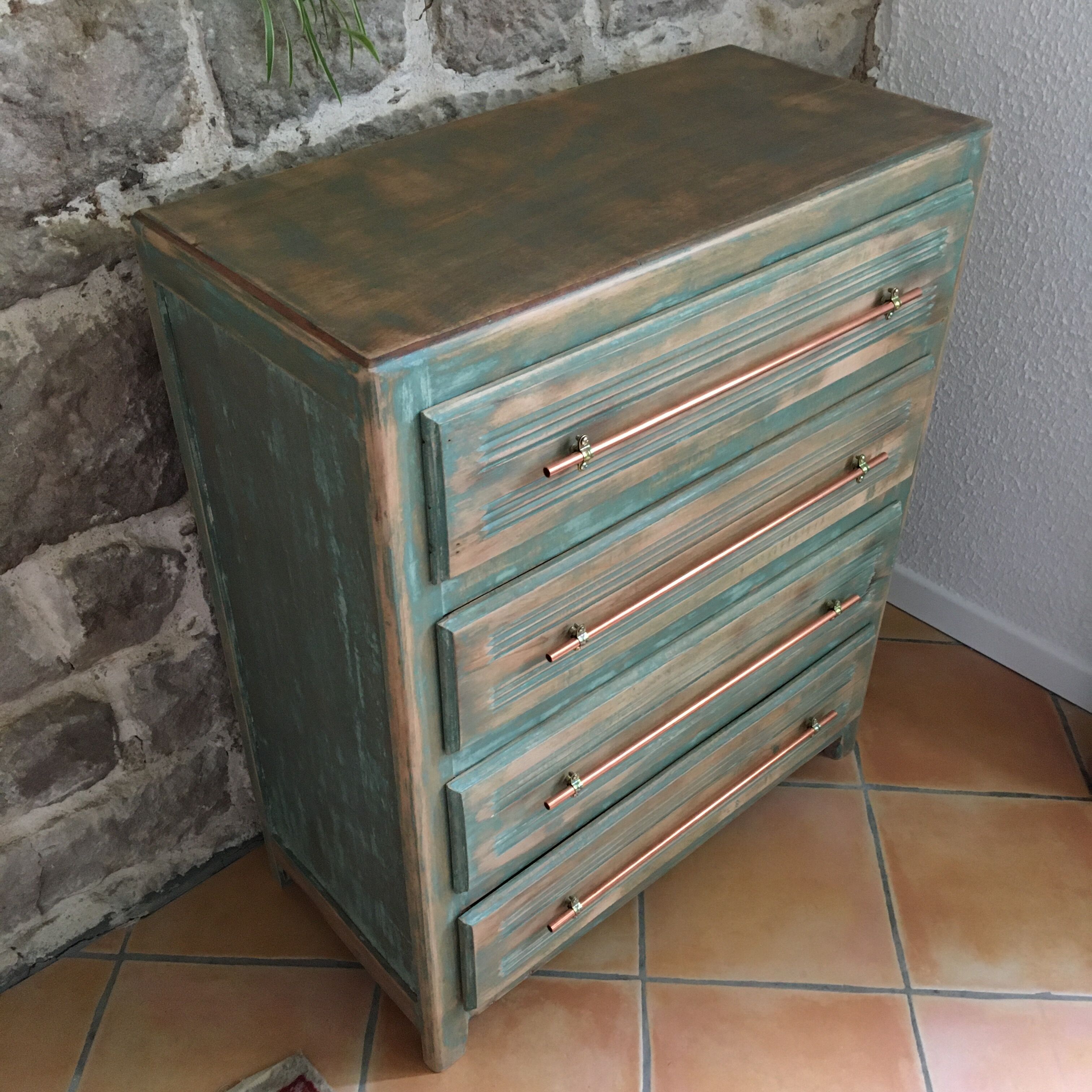 Patinated vintage chest of drawers