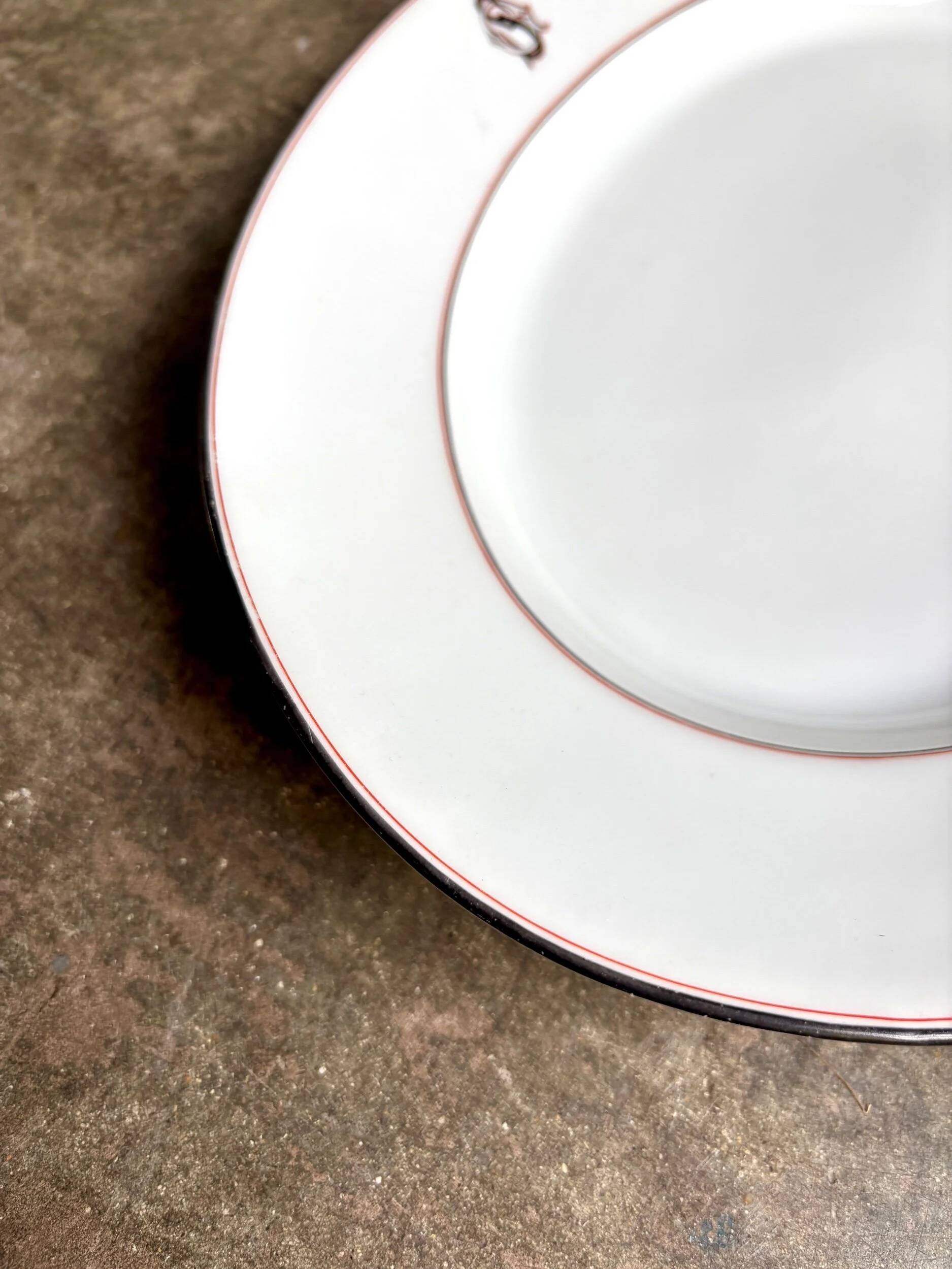 SG monogrammed oval porcelain dish