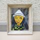 Antique framed & signed oil painting: harlequin