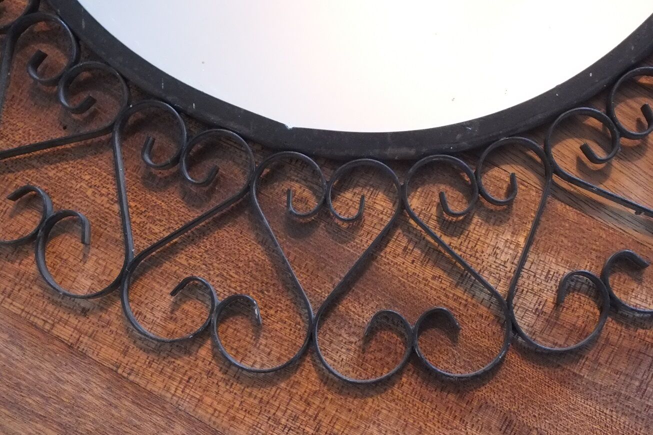 Vintage twisted iron mirror, 1950s, 39cm